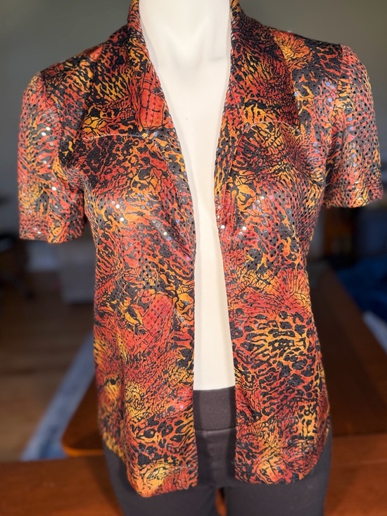 None Tops - Vintage Y2K Indie Sleaze Sequin Open Front Blazer Top S/M